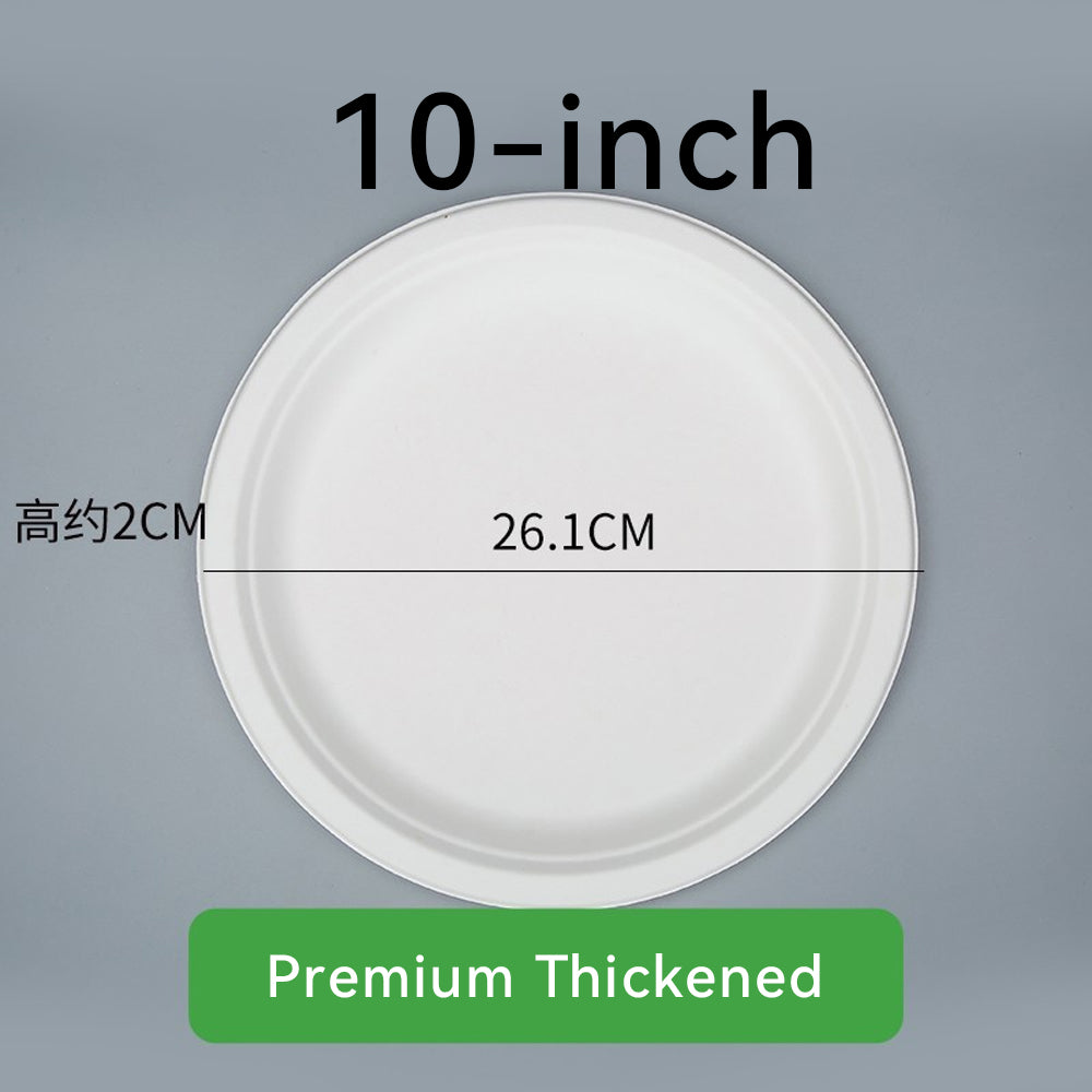 Eco-Friendly Disposable Round Paper Plates - Sugarcane Pulp