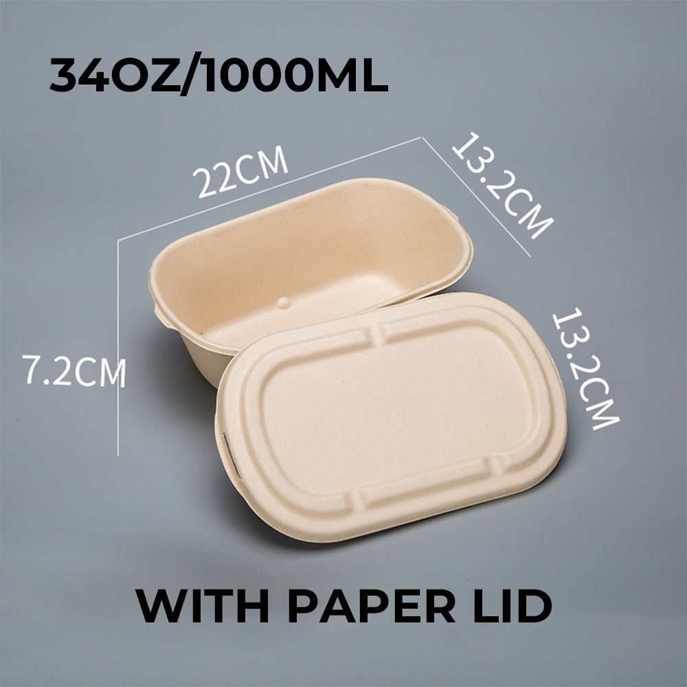 Disposable Paper Pulp Takeout Containers - Multi-Size Options 500ml-1000ml 丨 800 pcs