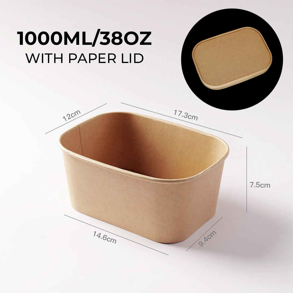 Disposable Kraft Paper Square Bowls - Takeout Containers for Light Meals & Picnics 400 pieces