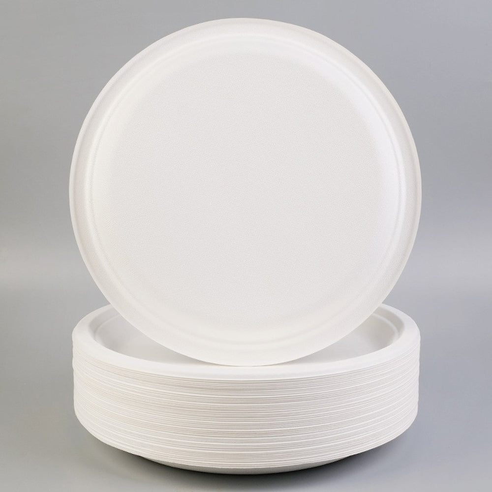 Eco-Friendly Disposable Round Paper Plates - Sugarcane Pulp