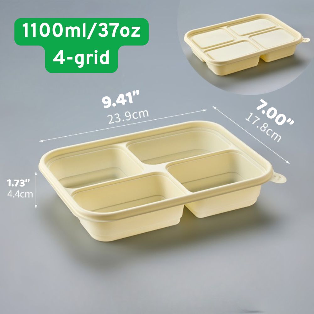 Multi-Compartment Corn Starch Disposable Takeout Containers | 300pcs