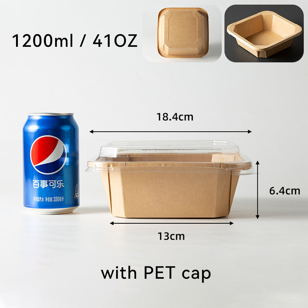 Kraft Paper Square Octagonal Disposable Bowls with Lids - Eco-Friendly Food Containers