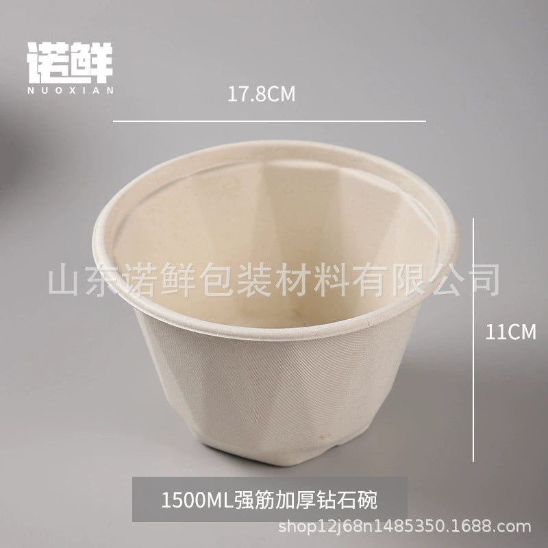 Biodegradable Disposable Round Paper Bowls with Lids - 700 pcs