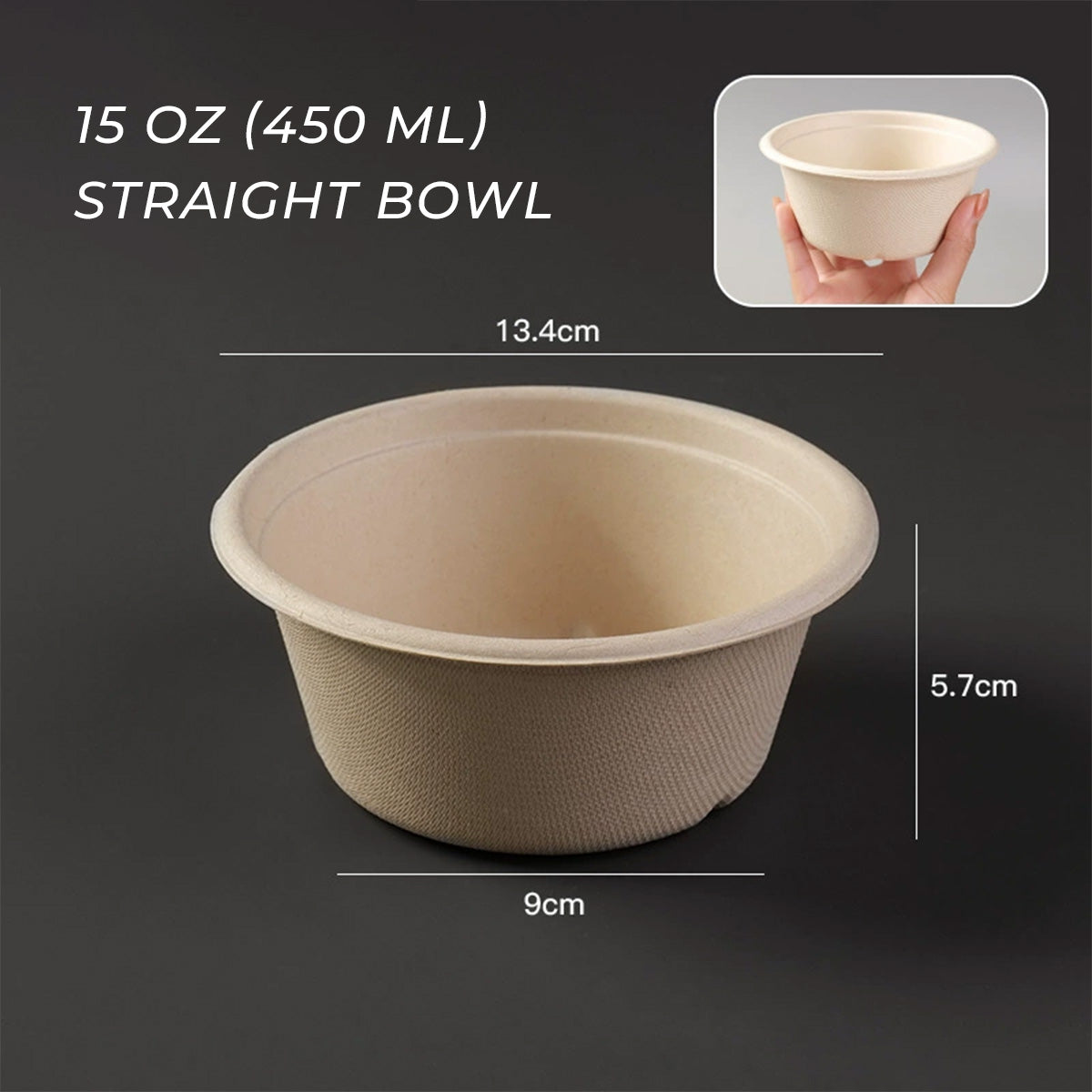 Disposable Paper Pulp Bowls - Biodegradable Round Dining Bowls 1000pcs Bulk Pack