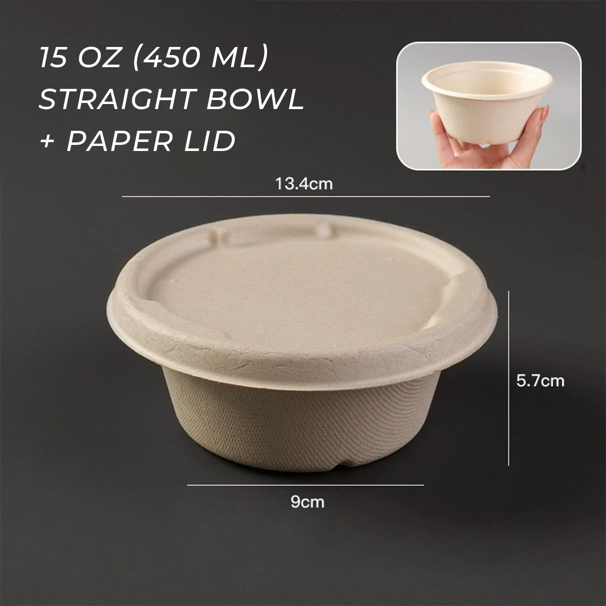 Disposable Paper Pulp Bowls - Biodegradable Round Dining Bowls 1000pcs Bulk Pack