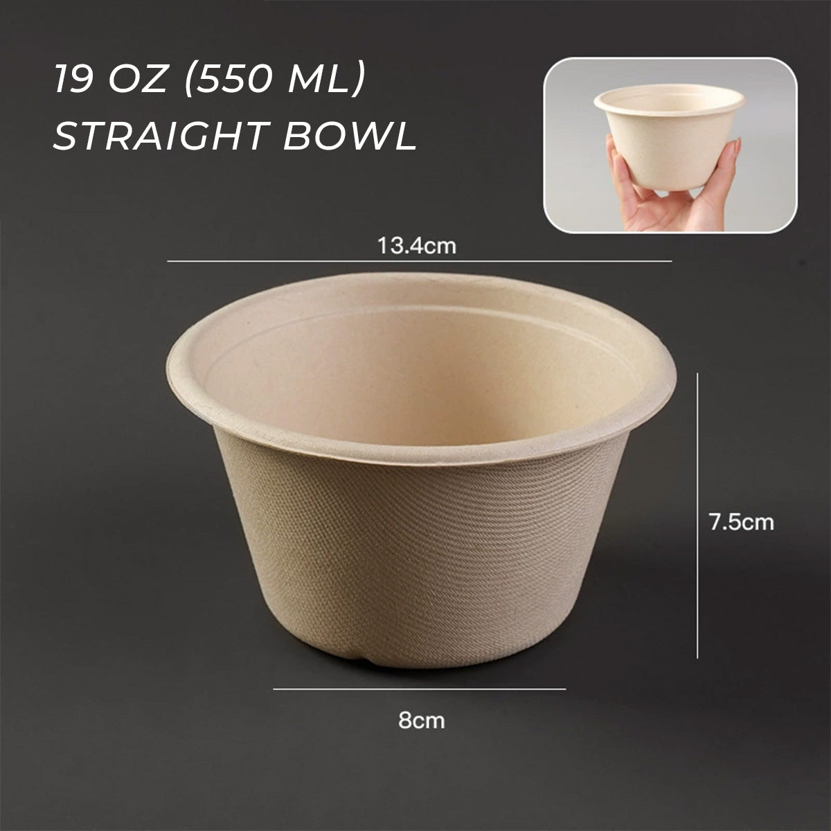 Disposable Paper Pulp Bowls - Biodegradable Round Dining Bowls 1000pcs Bulk Pack