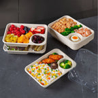 Disposable Salad Boxes with Sauce Cups - Biodegradable Paper Pulp Takeout Containers  500 pcs