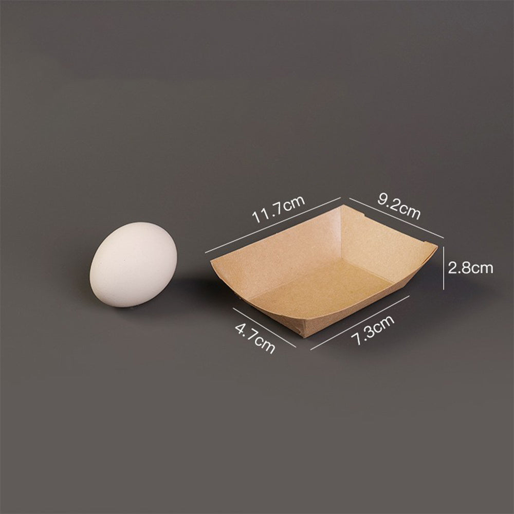 Kraft Paper Open-Top Food Boxes - Disposable Takeout Containers for Fried Chicken, Fries & Wings