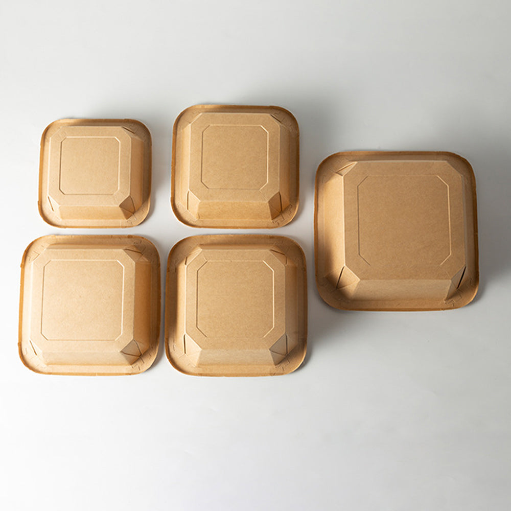 Kraft Paper Square Octagonal Disposable Bowls with Lids - Eco-Friendly Food Containers