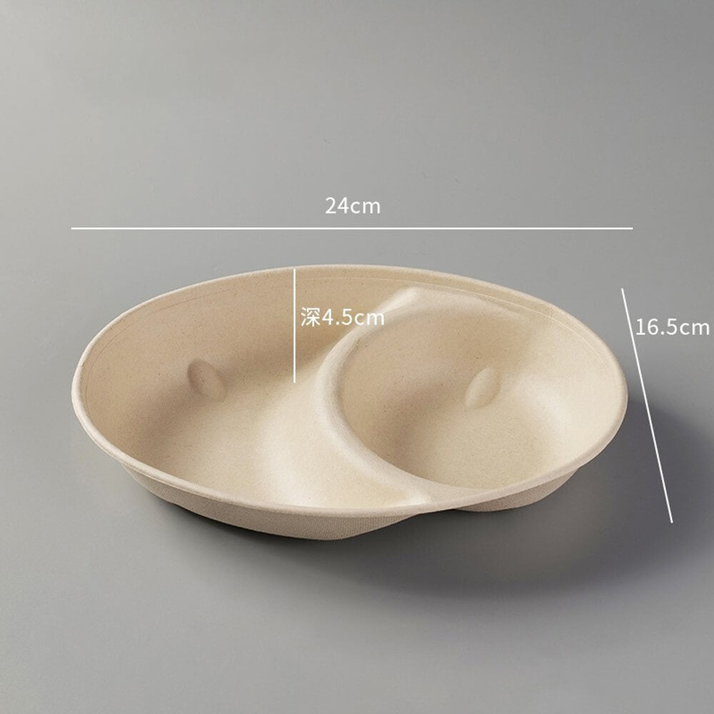 Disposable Oval Takeout Containers with PET Lids - Paper Pulp Fast Food Boxes 850ml