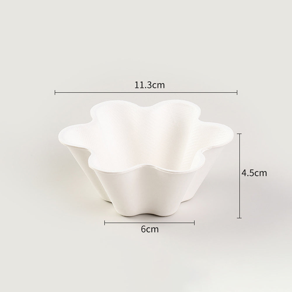 Biodegradable Sugarcane Pulp Food Bowls - Petal & Plum Blossom Design 6oz | 1000pcs