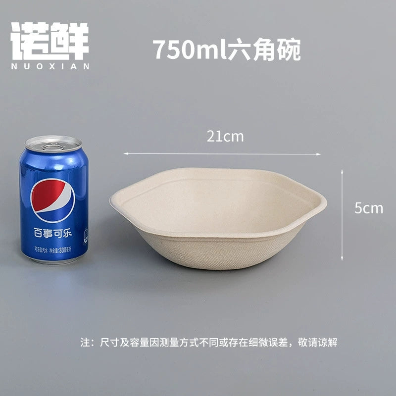 Biodegradable Disposable Hexagonal Paper Food Bowls - 25oz | 34oz | 44oz | 54oz - 600 pcs