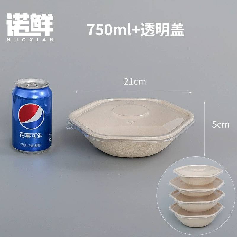 Biodegradable Disposable Hexagonal Paper Food Bowls - 25oz | 34oz | 44oz | 54oz - 600 pcs