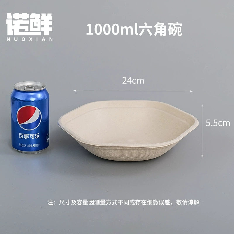 Biodegradable Disposable Hexagonal Paper Food Bowls - 25oz | 34oz | 44oz | 54oz - 600 pcs