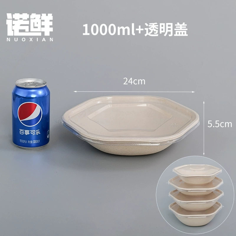 Biodegradable Disposable Hexagonal Paper Food Bowls - 25oz | 34oz | 44oz | 54oz - 600 pcs