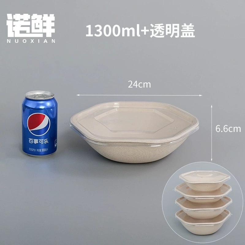 Biodegradable Disposable Hexagonal Paper Food Bowls - 25oz | 34oz | 44oz | 54oz - 600 pcs