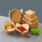 Disposable Kraft Paper Biodegradable Takeout Food Containers