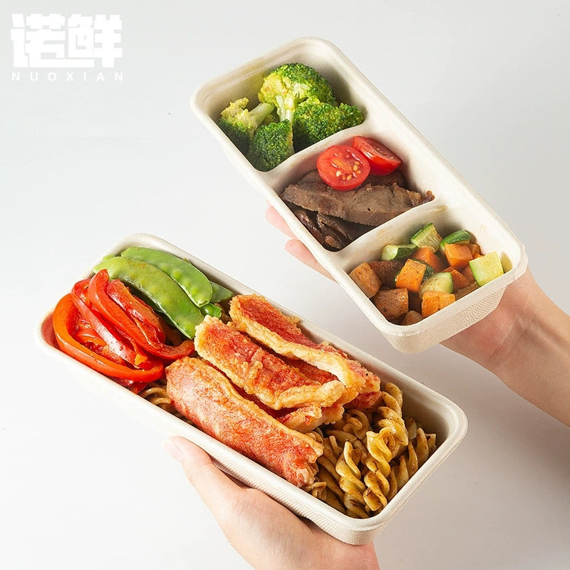 Biodegradable Compartment Food Containers - Eco-Friendly Disposable Lunch Boxes