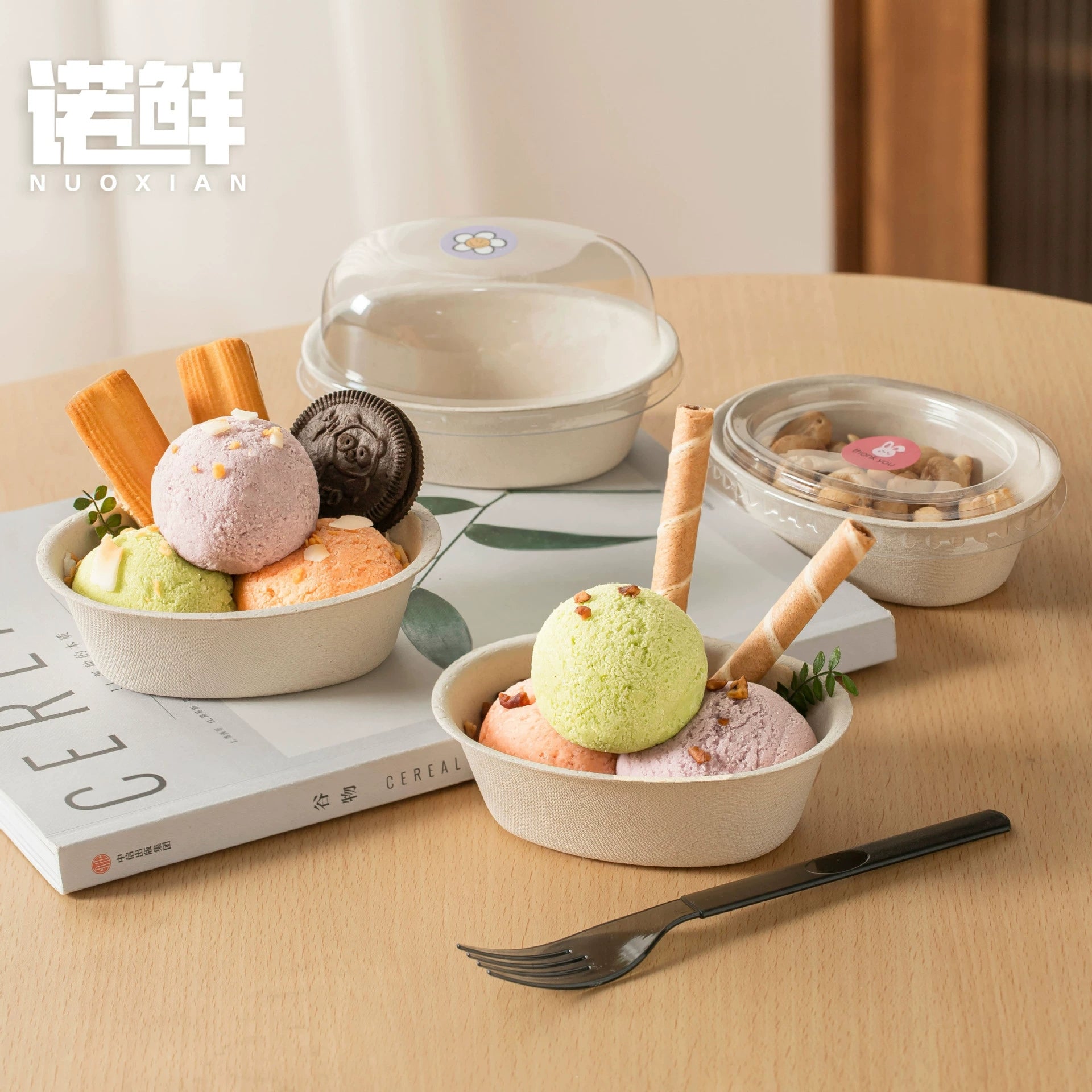 Disposable Paper Food Containers - Oval Bathtub Bowls for Desserts, Ice Cream, Soup & Salad Takeout丨 1500 pcs
