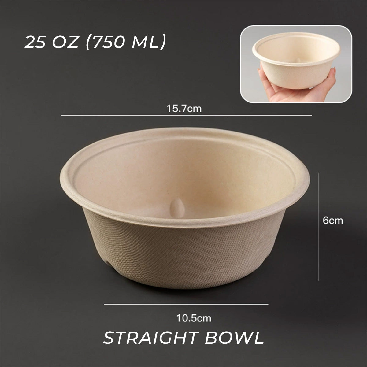 Disposable Paper Pulp Bowls - Biodegradable Round Dining Bowls 1000pcs Bulk Pack