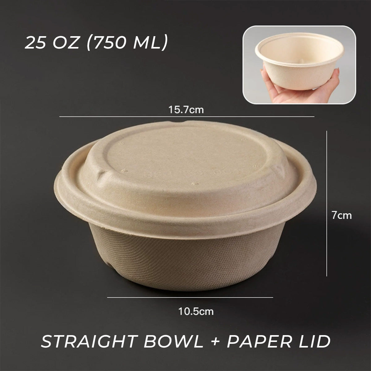Disposable Paper Pulp Bowls - Biodegradable Round Dining Bowls 1000pcs Bulk Pack