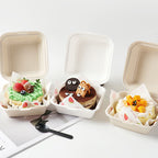 Disposable Paper Pulp Burger & Cake Boxes - 4 & 6 Inch Biodegradable Takeout Containers 丨 900 pcs