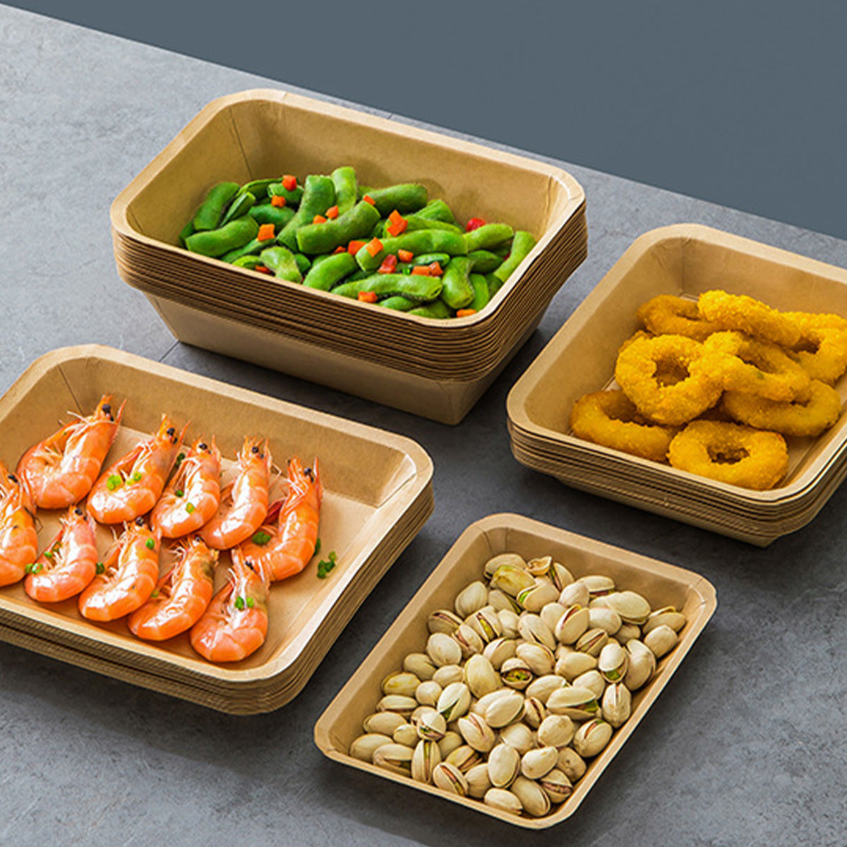Disposable Kraft Paper BBQ Plates & Rectangular Trays - Various specifications