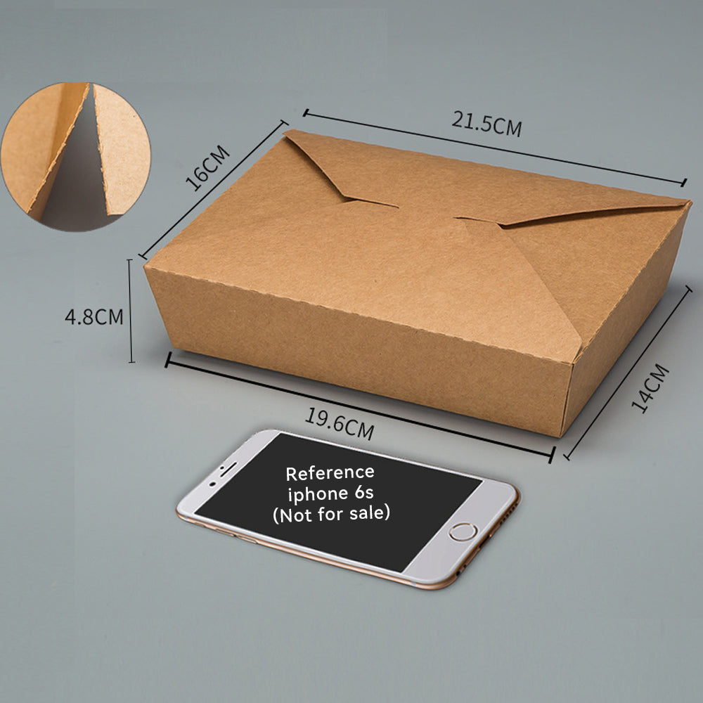 Disposable Kraft Paper Biodegradable Takeout Food Containers