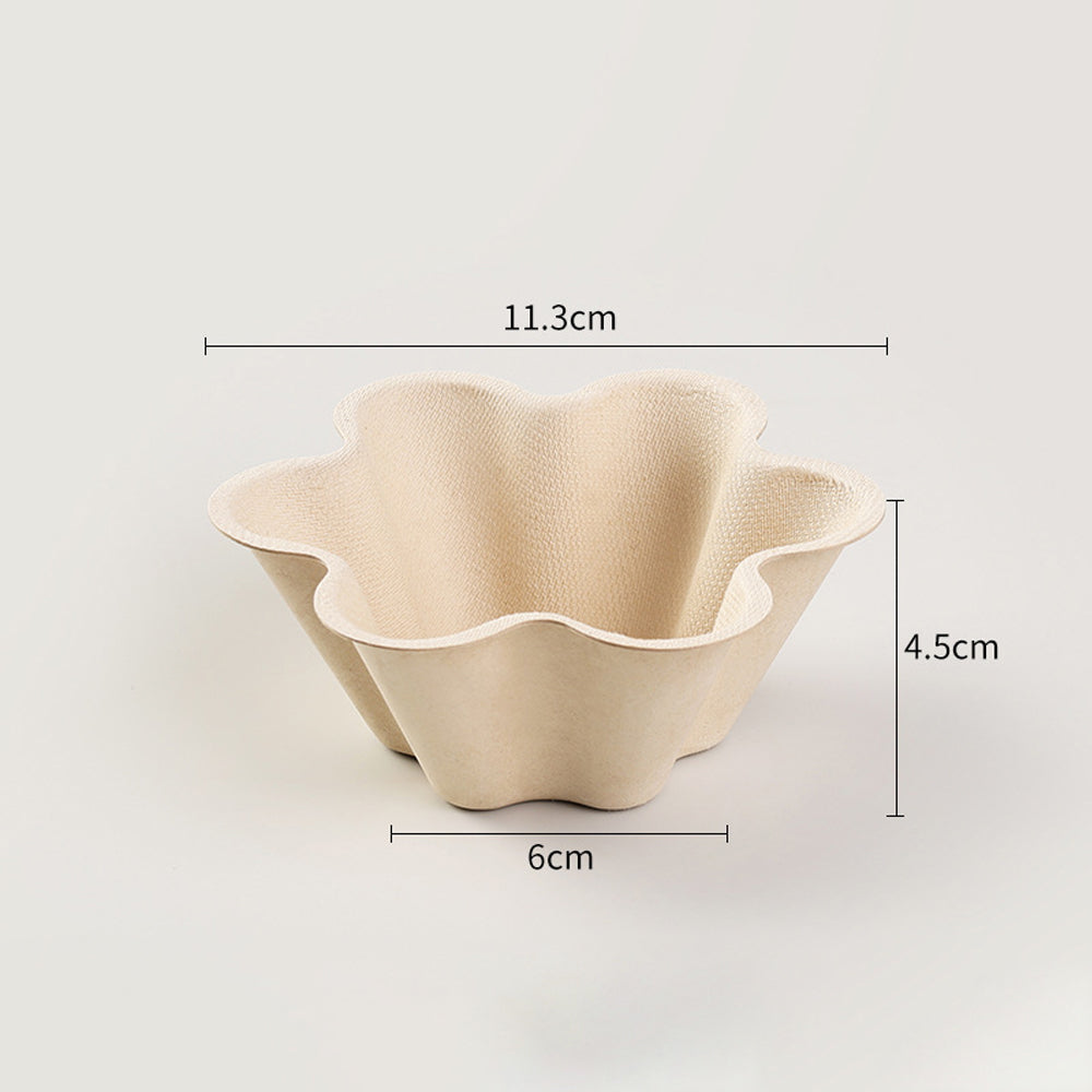 Biodegradable Sugarcane Pulp Food Bowls - Petal & Plum Blossom Design 6oz | 1000pcs
