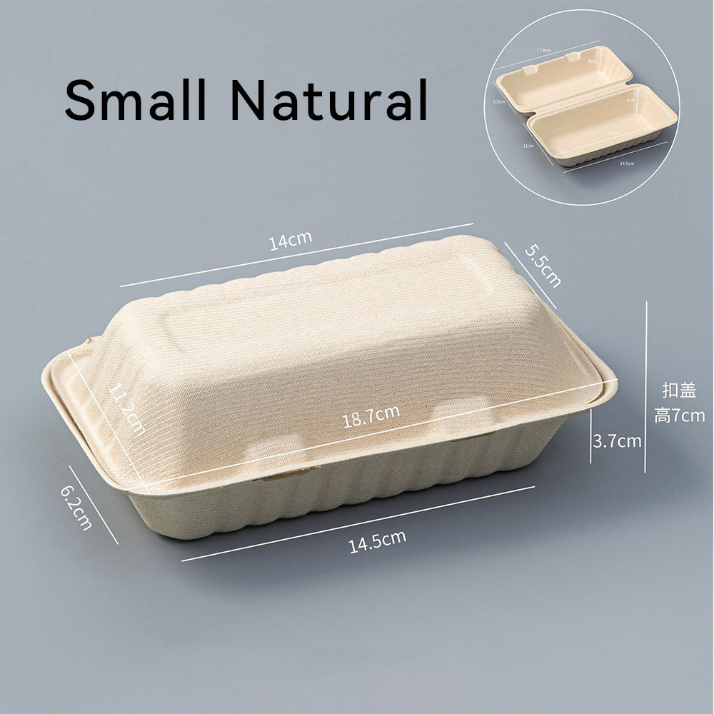 Biodegradable Pulp Hot Dog Box - Eco-Friendly Rectangular Food Container | 500 pcs