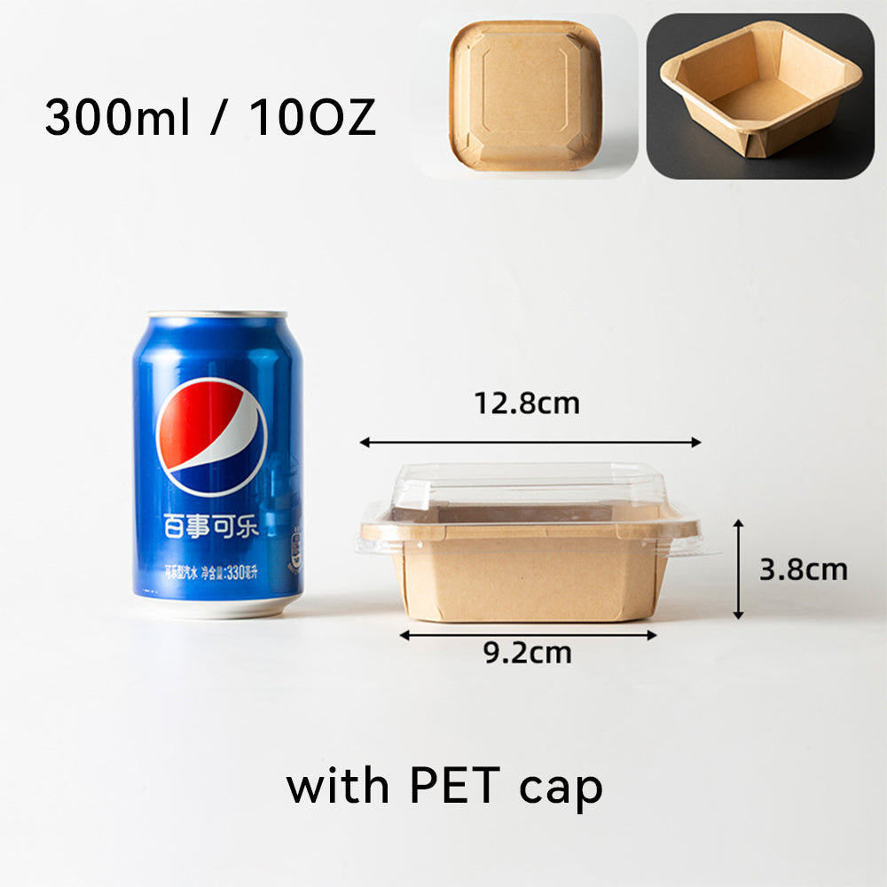 Kraft Paper Square Octagonal Disposable Bowls with Lids - Eco-Friendly Food Containers