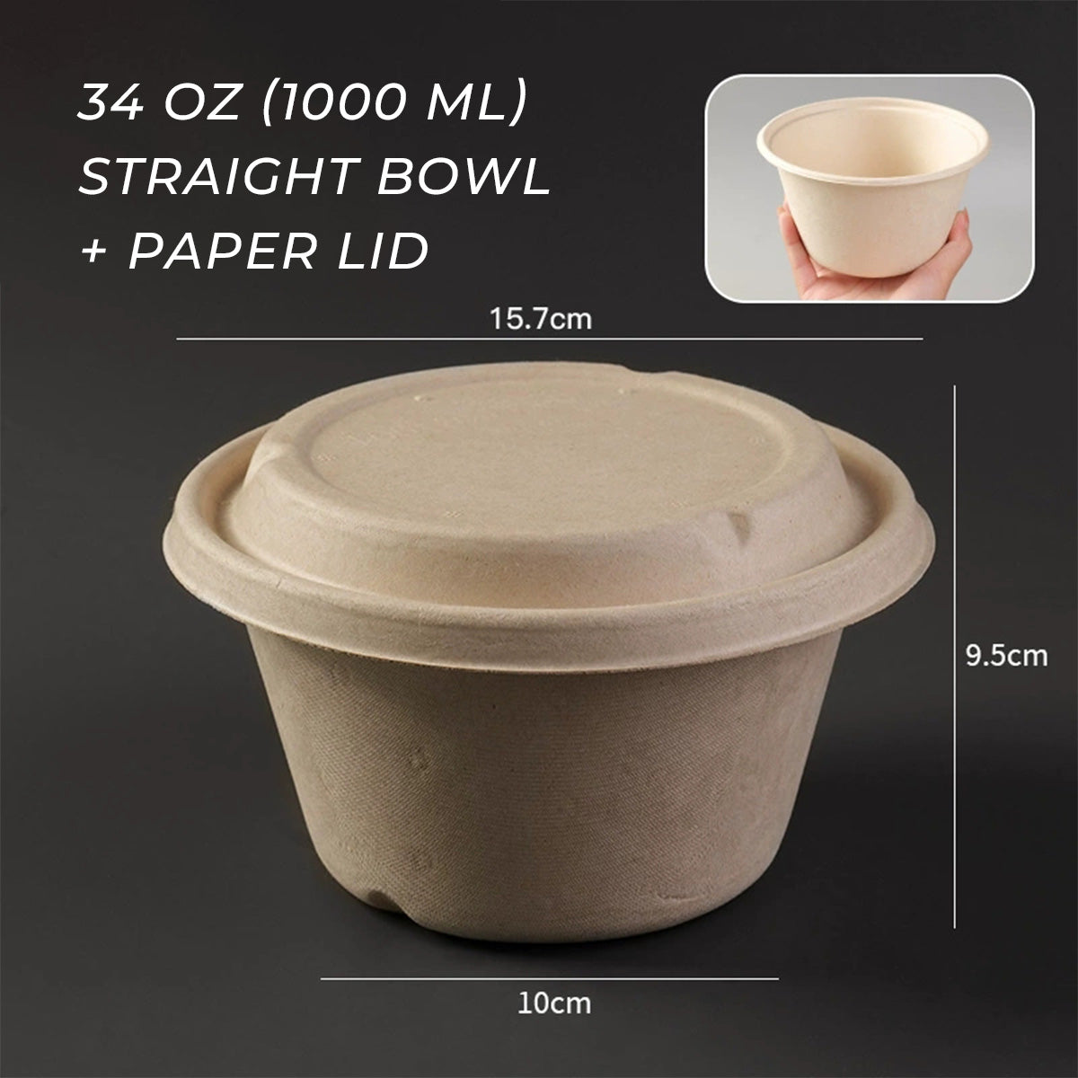 Disposable Paper Pulp Bowls - Biodegradable Round Dining Bowls 1000pcs Bulk Pack