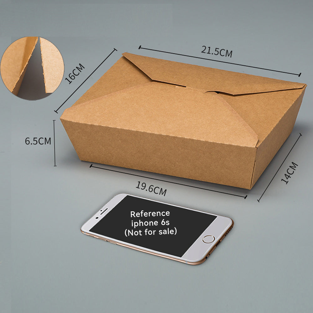 Disposable Kraft Paper Biodegradable Takeout Food Containers