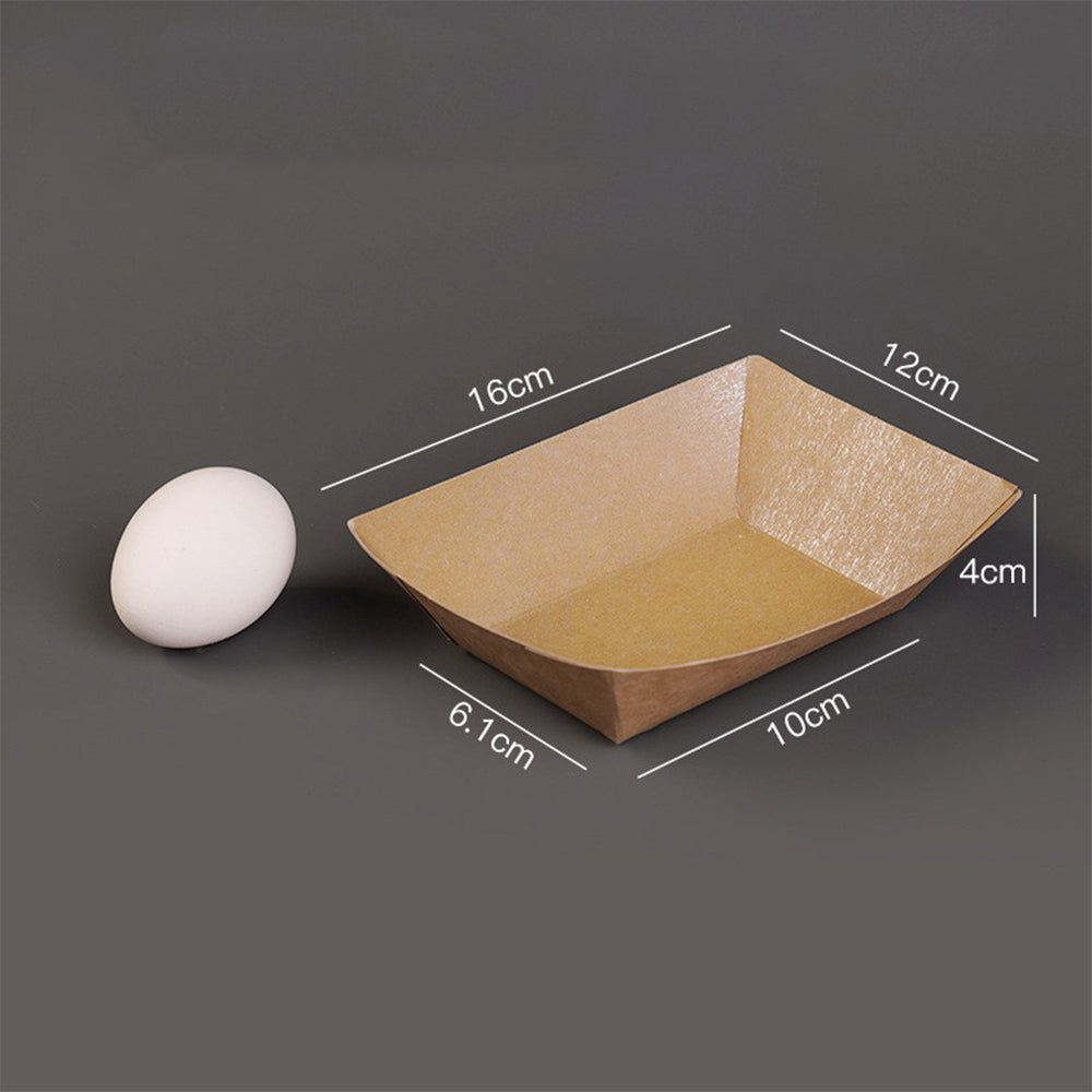 Kraft Paper Open-Top Food Boxes - Disposable Takeout Containers for Fried Chicken, Fries & Wings