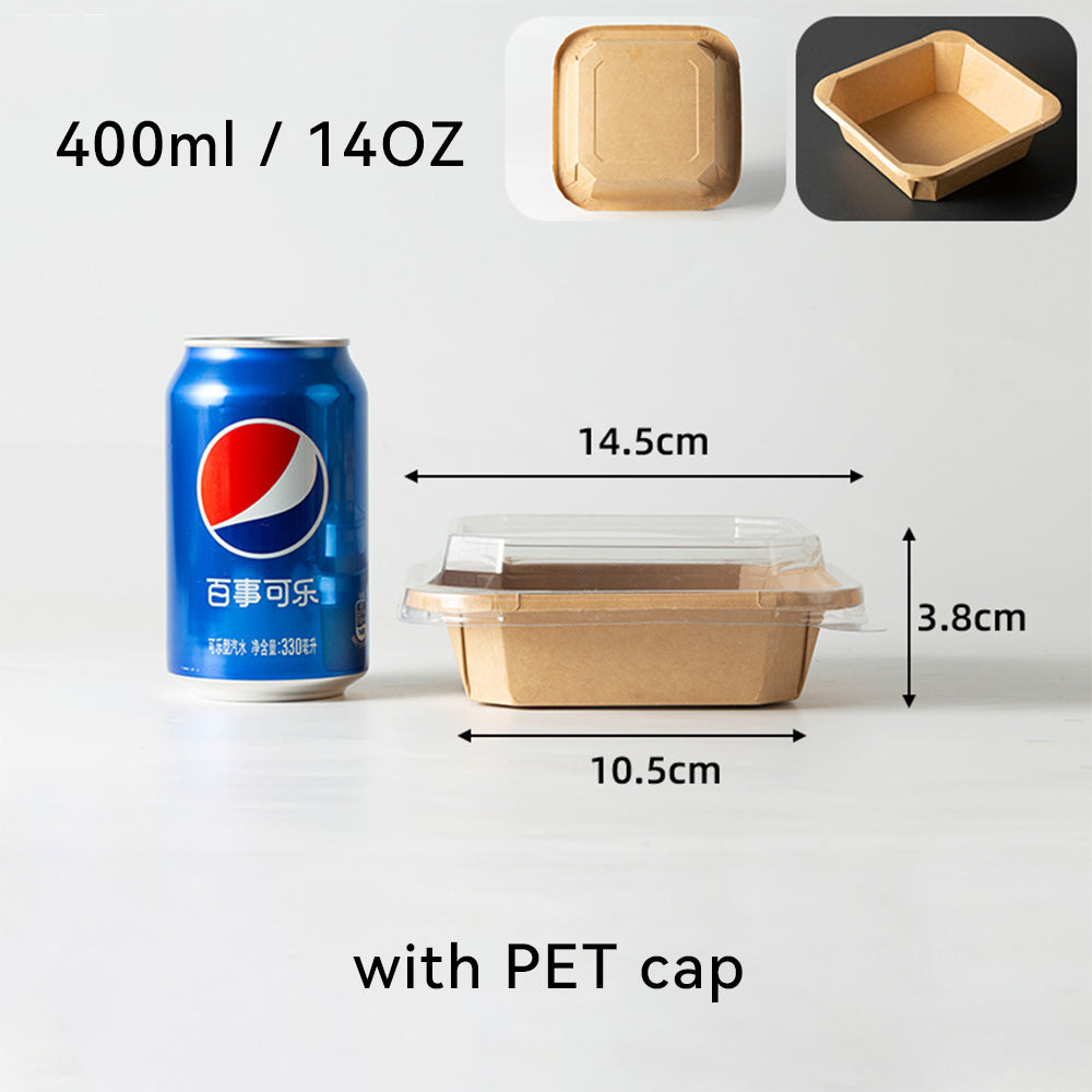 Kraft Paper Square Octagonal Disposable Bowls with Lids - Eco-Friendly Food Containers