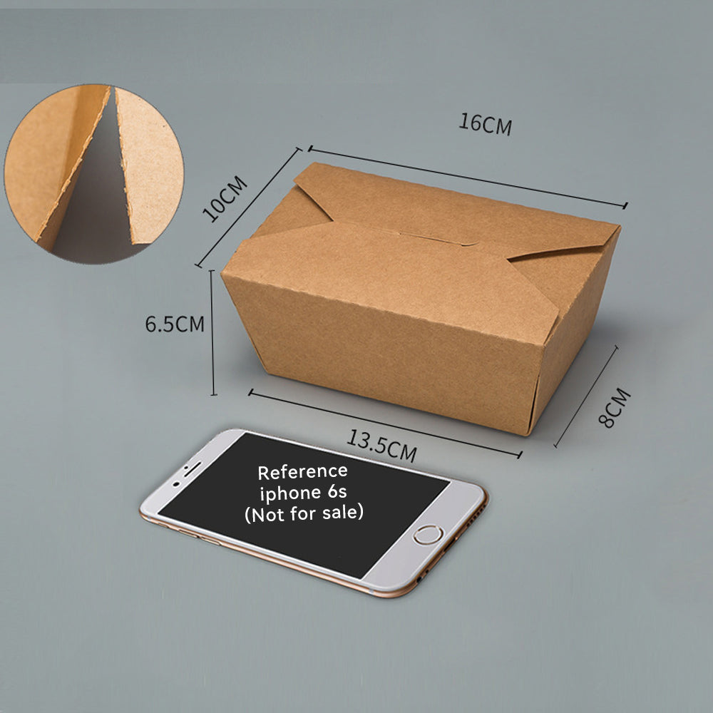 Disposable Kraft Paper Biodegradable Takeout Food Containers