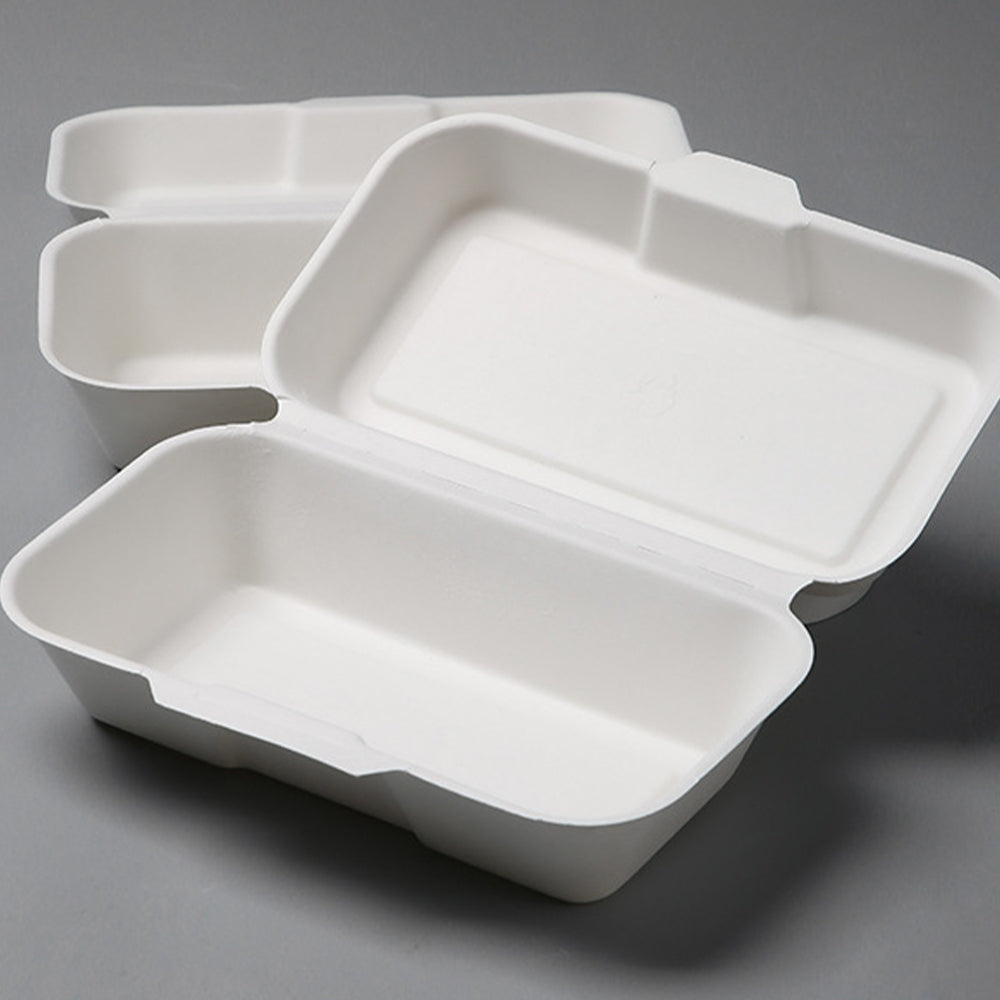 Biodegradable Pulp Hot Dog Box - Eco-Friendly Rectangular Food Container | 500 pcs