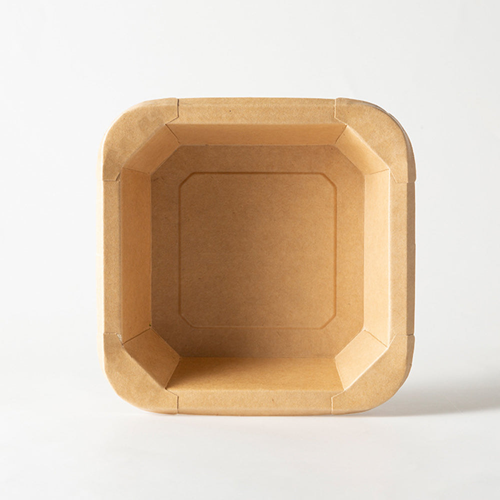 Kraft Paper Square Octagonal Disposable Bowls with Lids - Eco-Friendly Food Containers