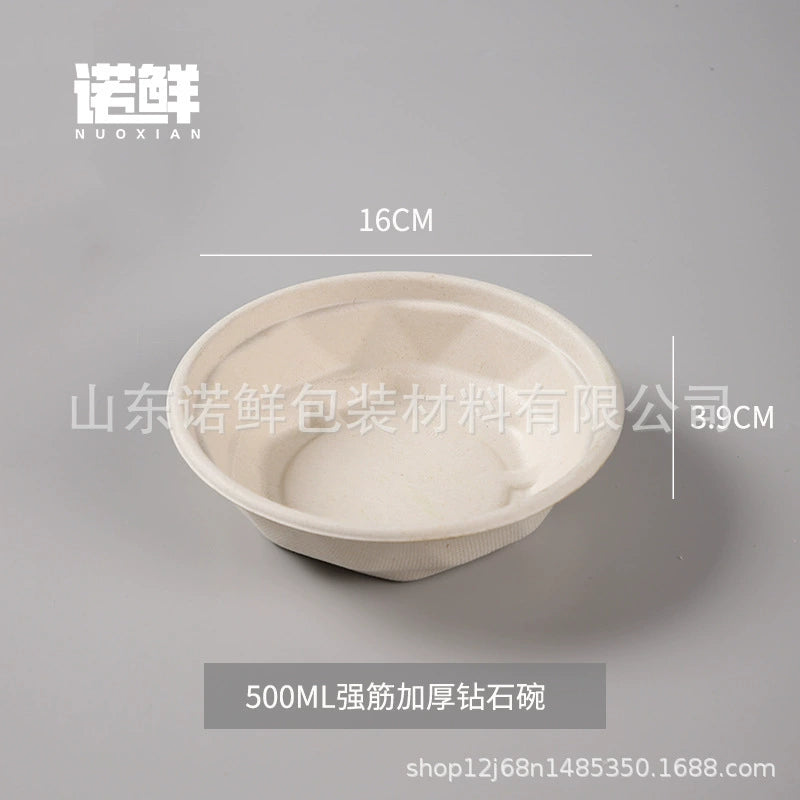 Biodegradable Disposable Round Paper Bowls with Lids - 700 pcs