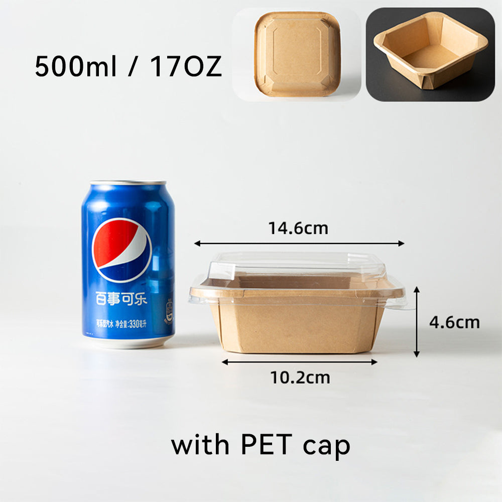 Kraft Paper Square Octagonal Disposable Bowls with Lids - Eco-Friendly Food Containers