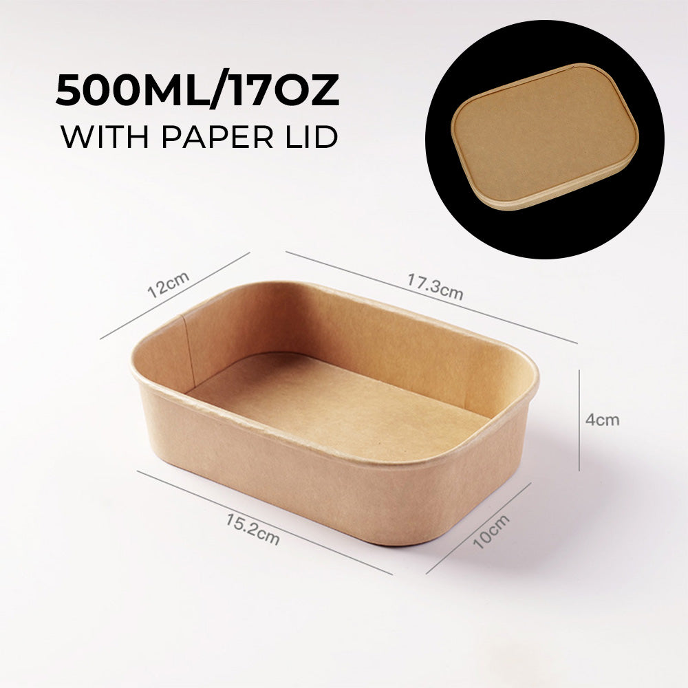 Disposable Kraft Paper Square Bowls - Takeout Containers for Light Meals & Picnics 400 pieces