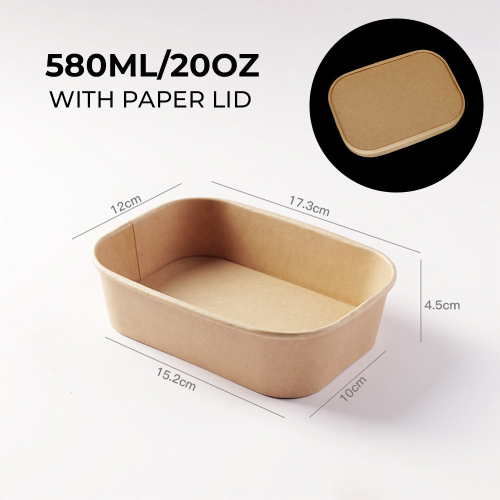 Disposable Kraft Paper Square Bowls - Takeout Containers for Light Meals & Picnics 400 pieces
