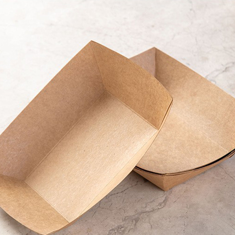 Kraft Paper Open-Top Food Boxes - Disposable Takeout Containers for Fried Chicken, Fries & Wings
