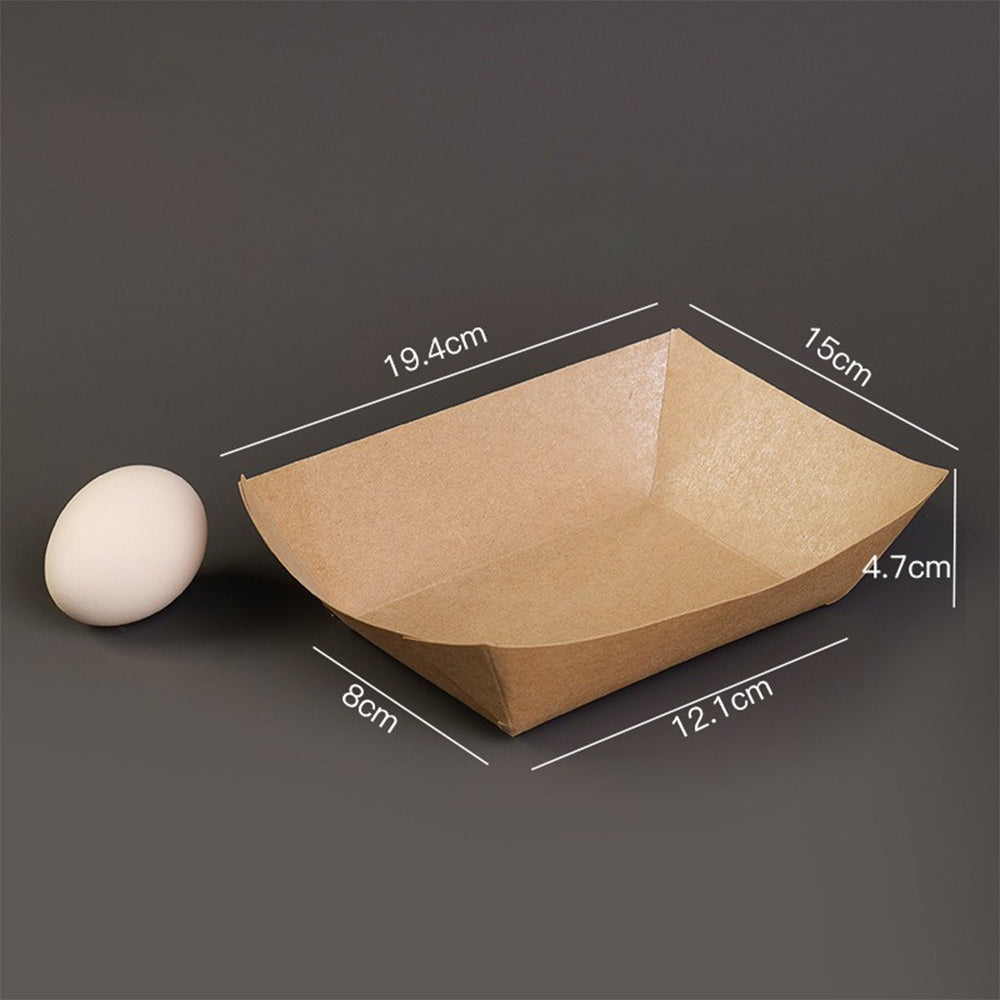 Kraft Paper Open-Top Food Boxes - Disposable Takeout Containers for Fried Chicken, Fries & Wings