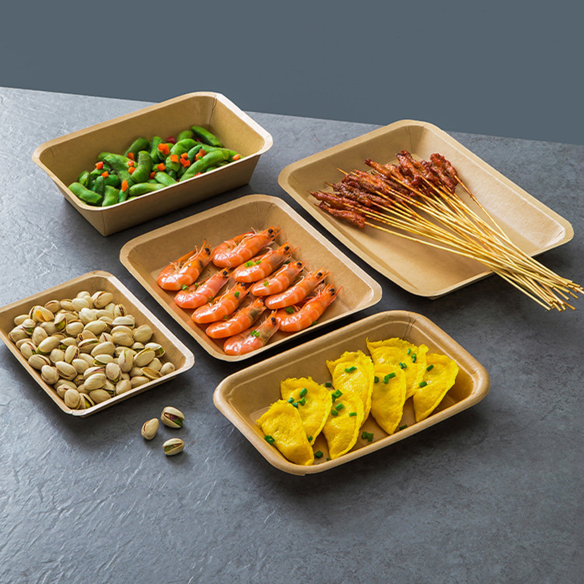 Disposable Kraft Paper BBQ Plates & Rectangular Trays - Various specifications