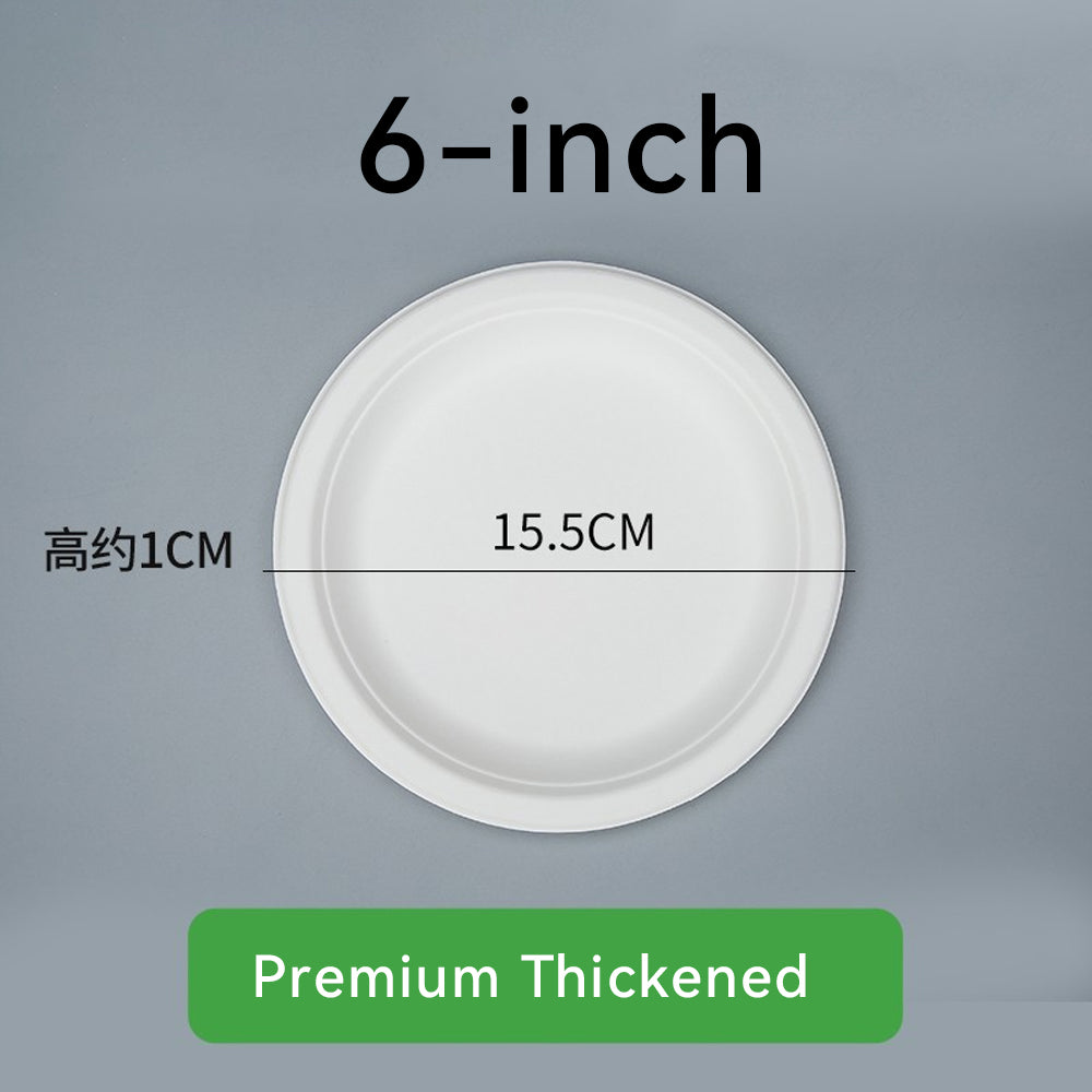 Eco-Friendly Disposable Round Paper Plates - Sugarcane Pulp