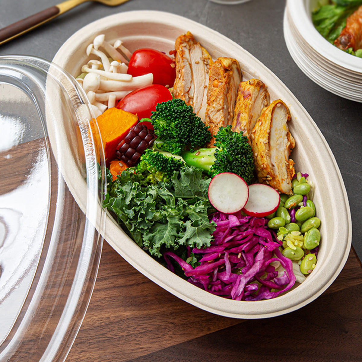 Biodegradable Disposable Paper Pulp Oval Bowls 900 pcs