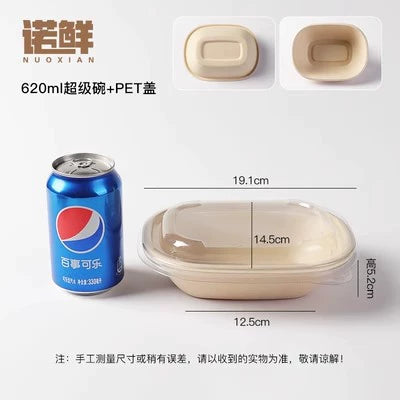 Eco-Friendly Disposable Food Containers - Biodegradable Pulp Bowls with Secure Lids