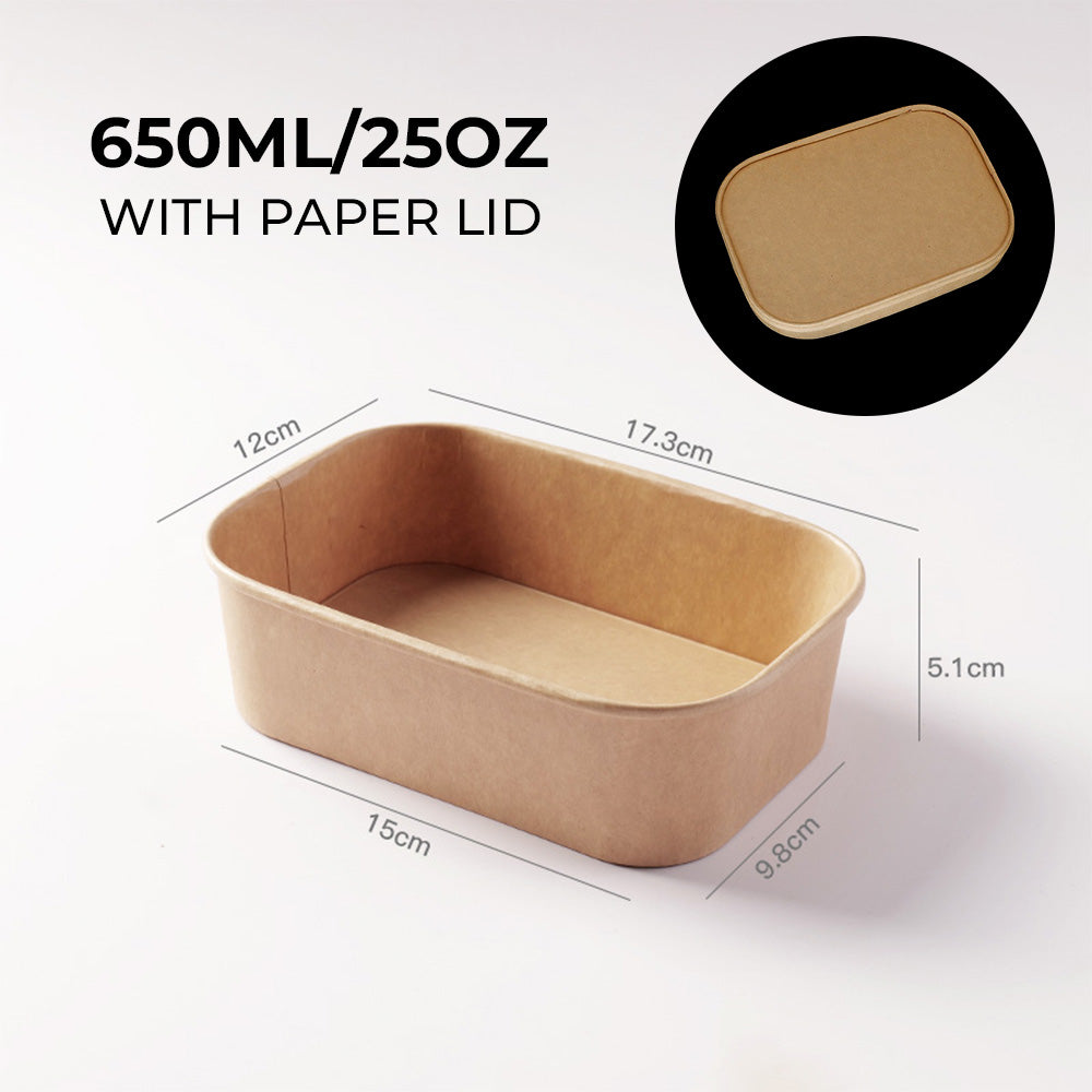 Disposable Kraft Paper Square Bowls - Takeout Containers for Light Meals & Picnics 400 pieces
