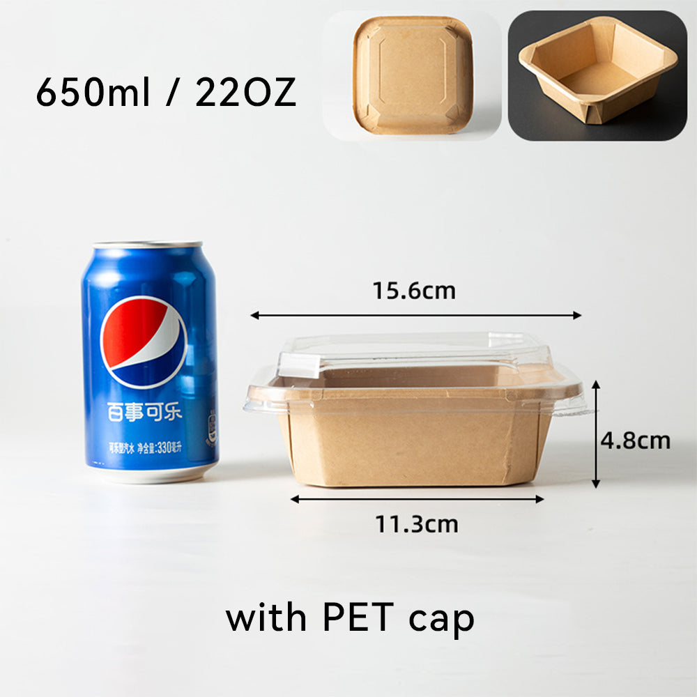 Kraft Paper Square Octagonal Disposable Bowls with Lids - Eco-Friendly Food Containers